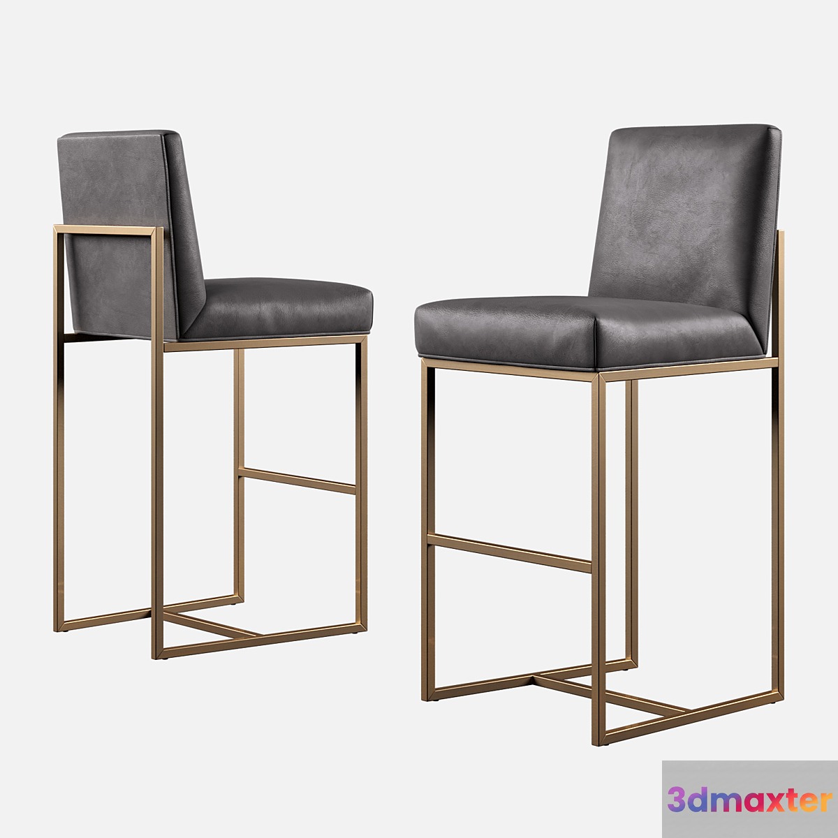 RH Modern Grant Leather Bar Stool 3D Max