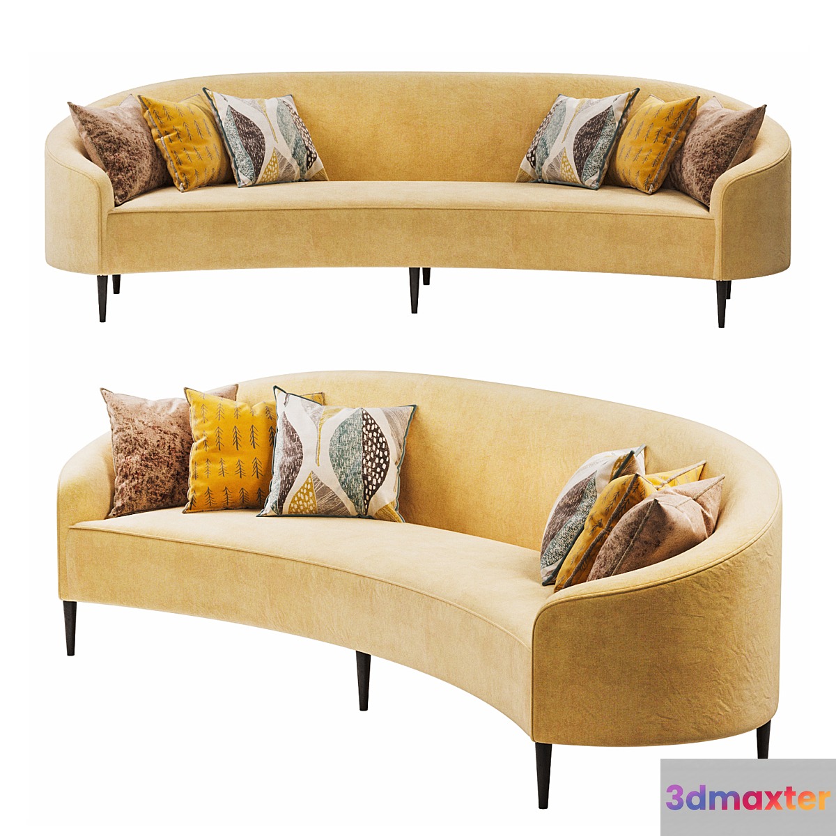 Art Deco Style Crescent Sofa 3D Max