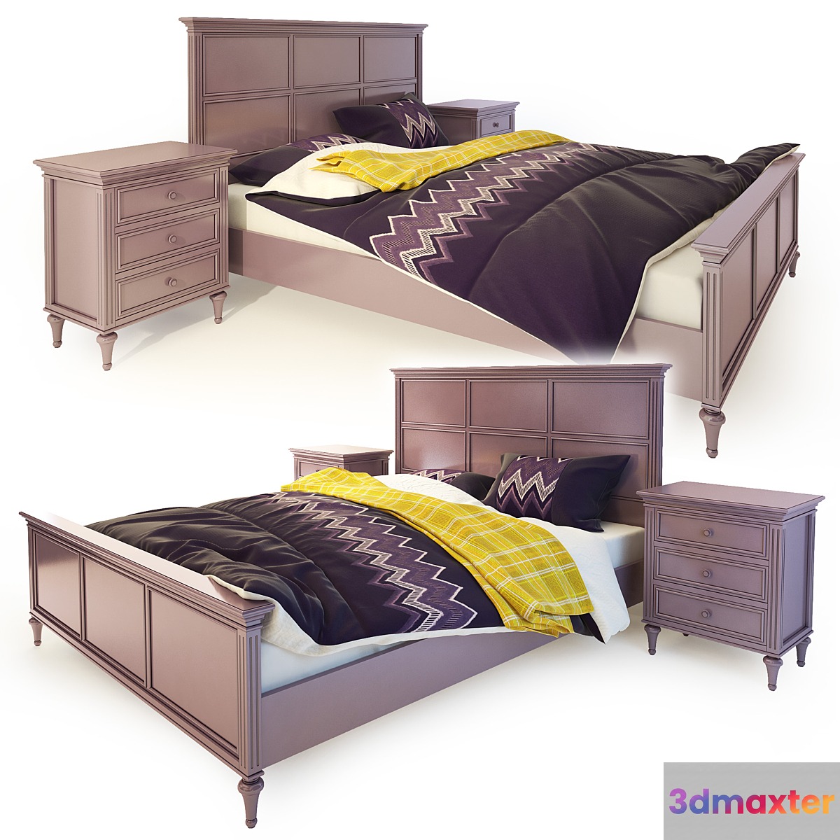 Double bed purple Riverdi. The werby 3D Max