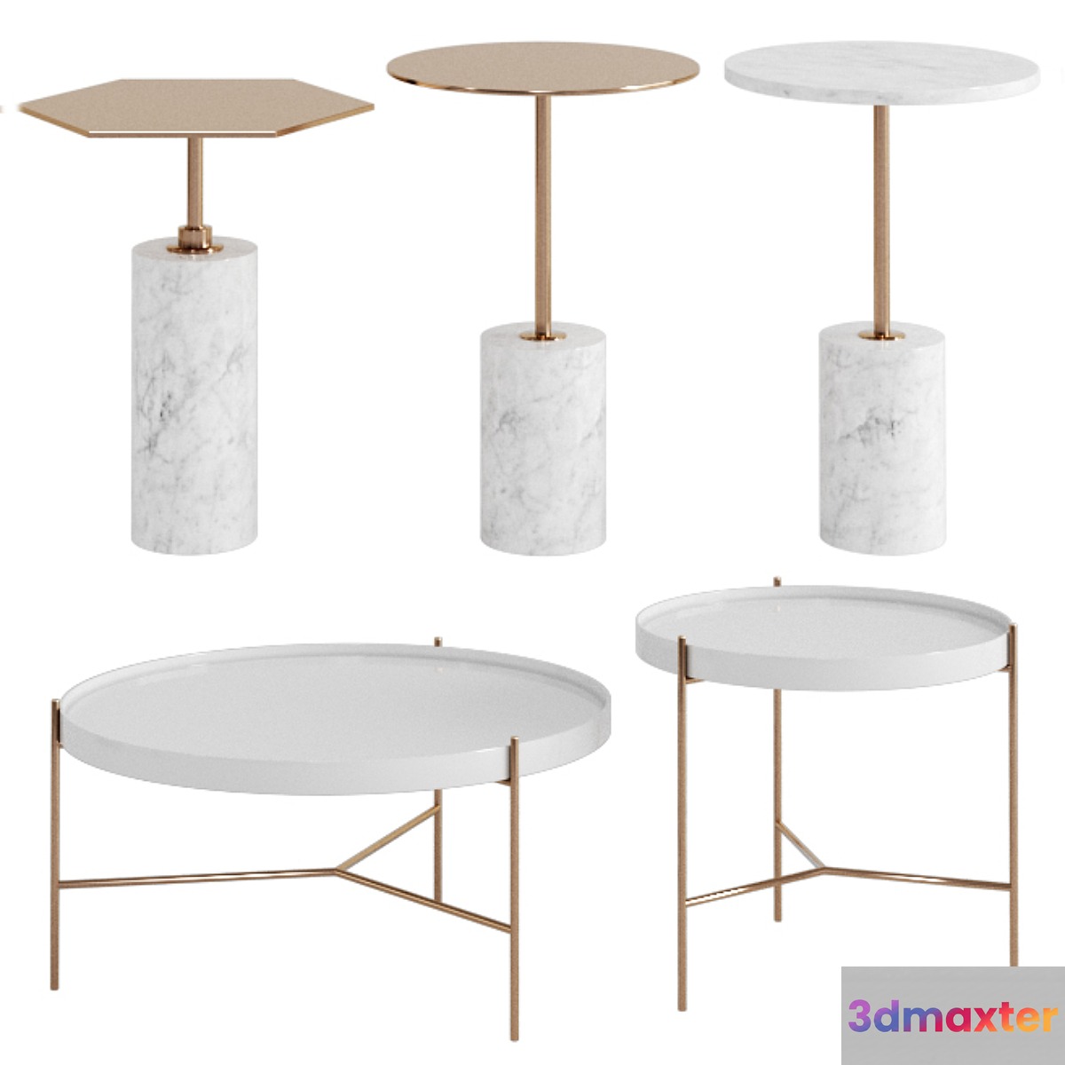 side & coffee tables set 3D Max