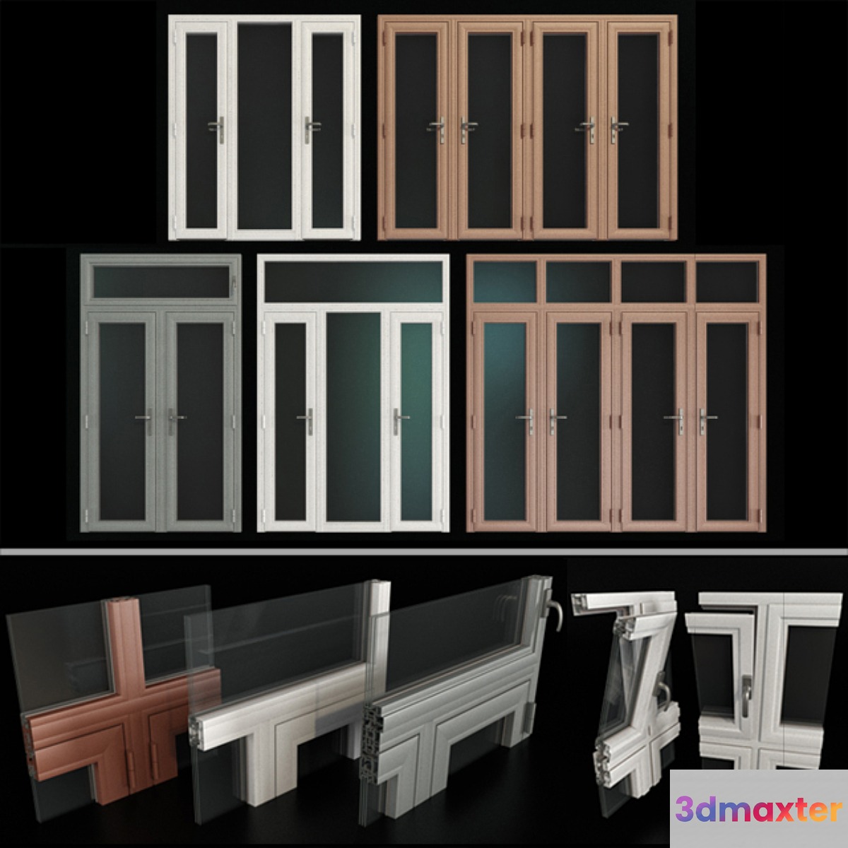 Stained aluminum doors _ Stained aluminum doors 3D Max