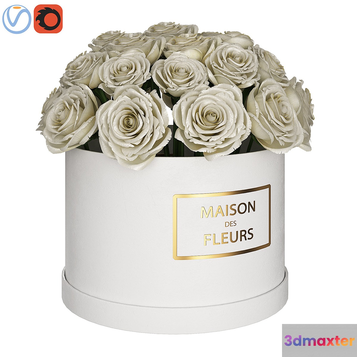 White roses in box - No.3