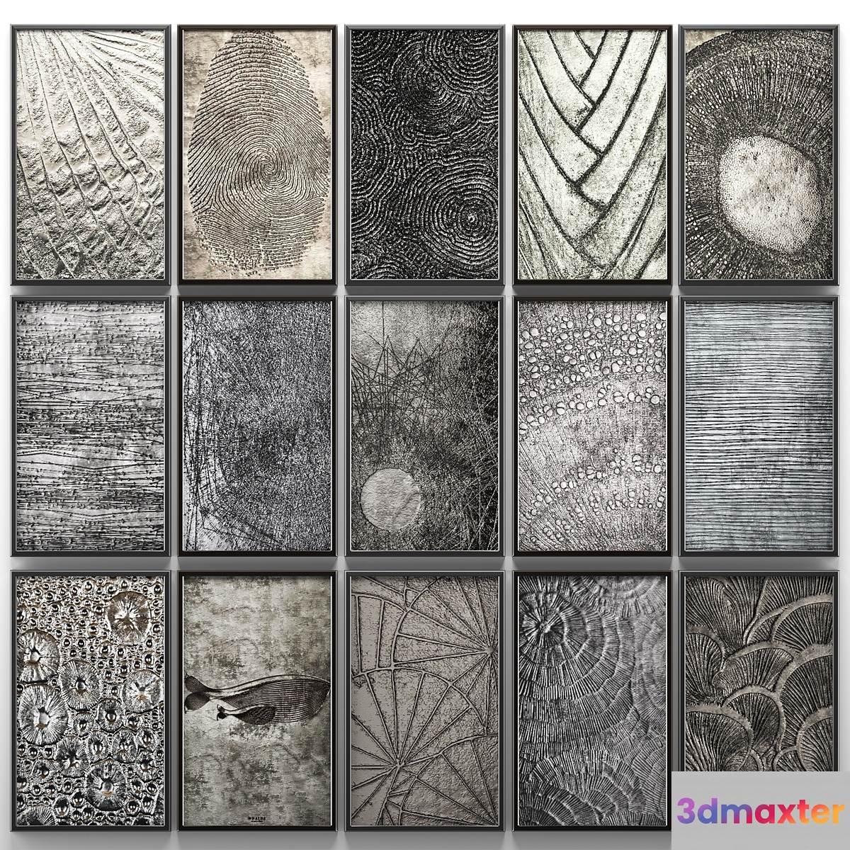 A collection of paintings. modern art. ten. wall decor a set of paintings luxury metal set decorative abstraction pattern loft industrial style - No.3