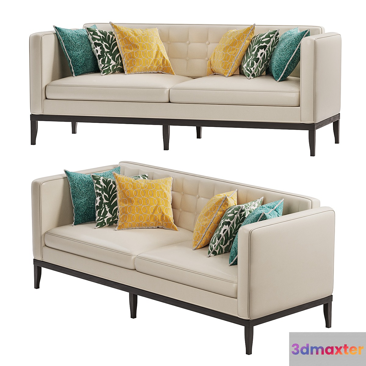 Chesterfield Sleeper Sofa Modern Gray Leather Old School S 3D Max
