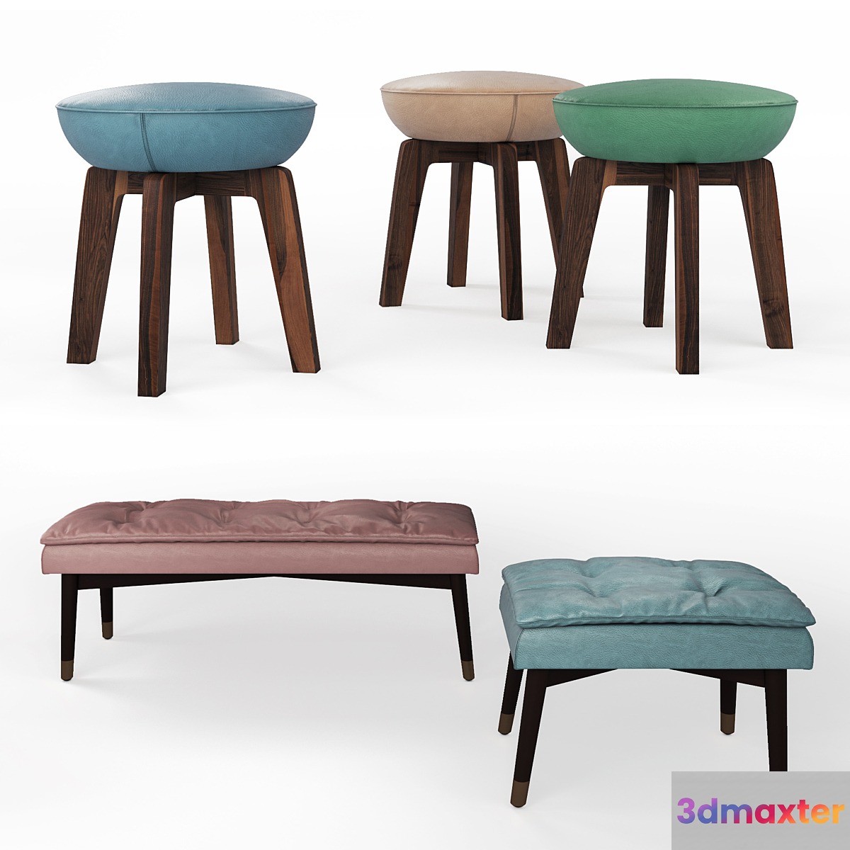 Olivia and Tommi poufs Black Tie 3D Max