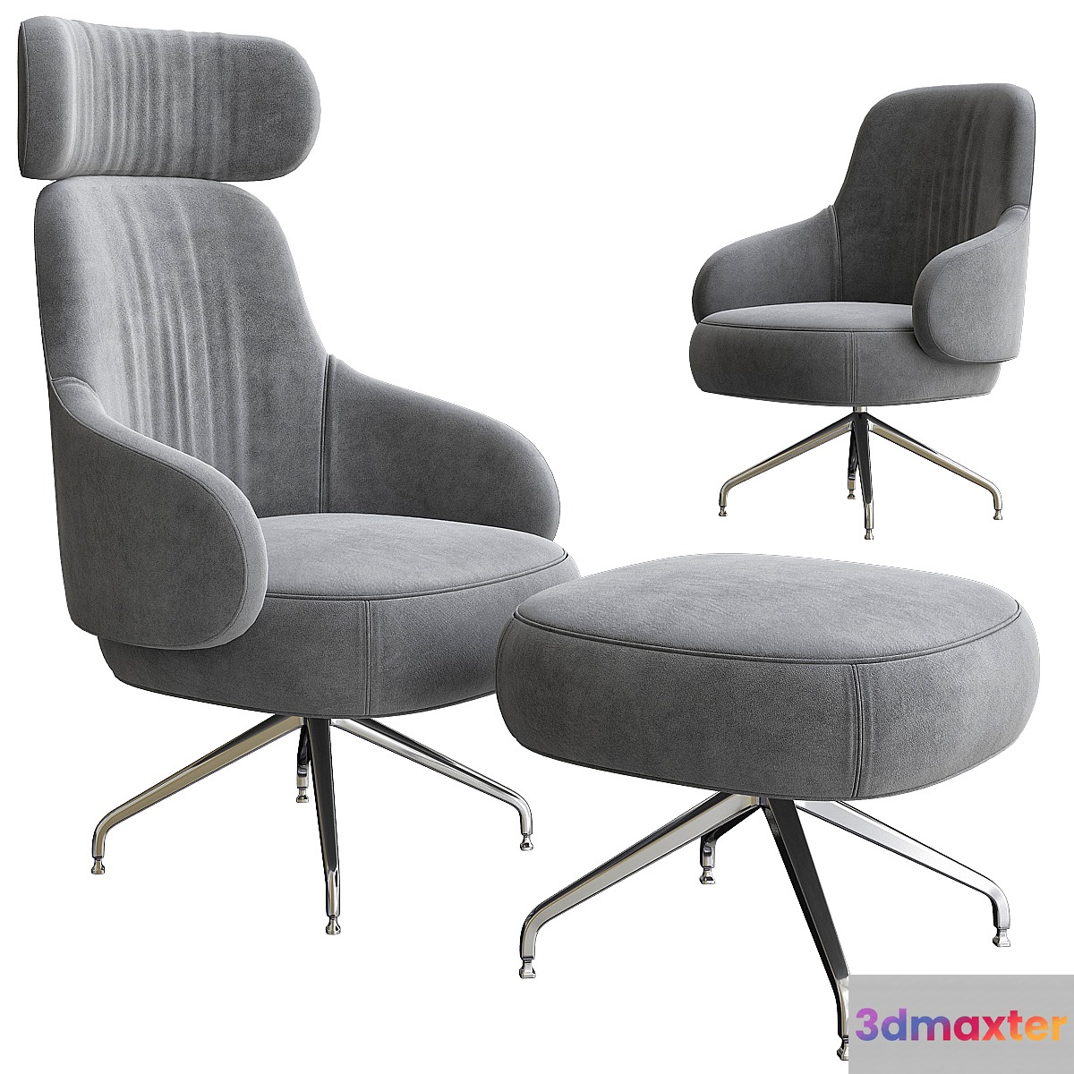 Pillo Low Back Easy Chair With Aluminum Base by Swedese - No.2