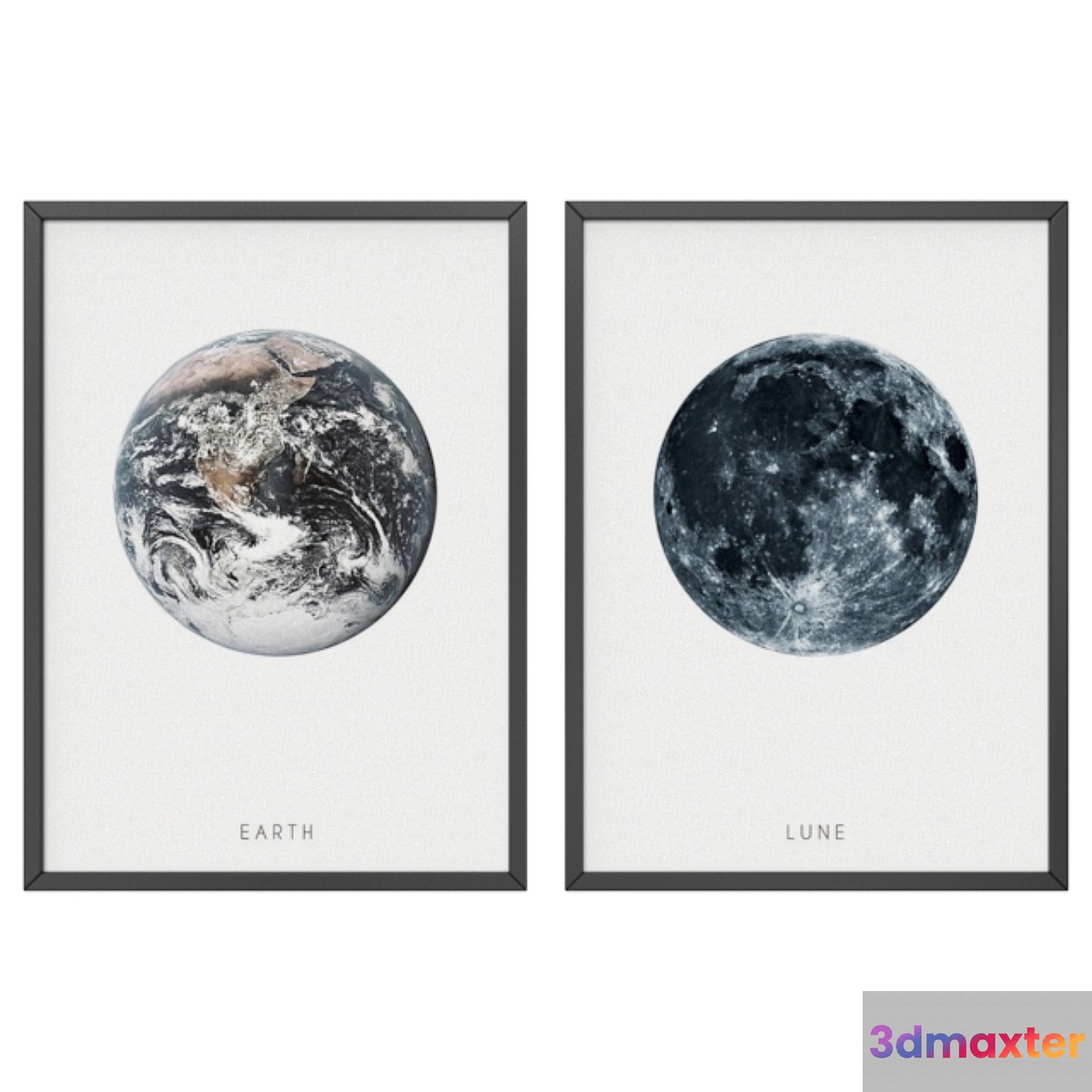 Earth and moon 3D Max