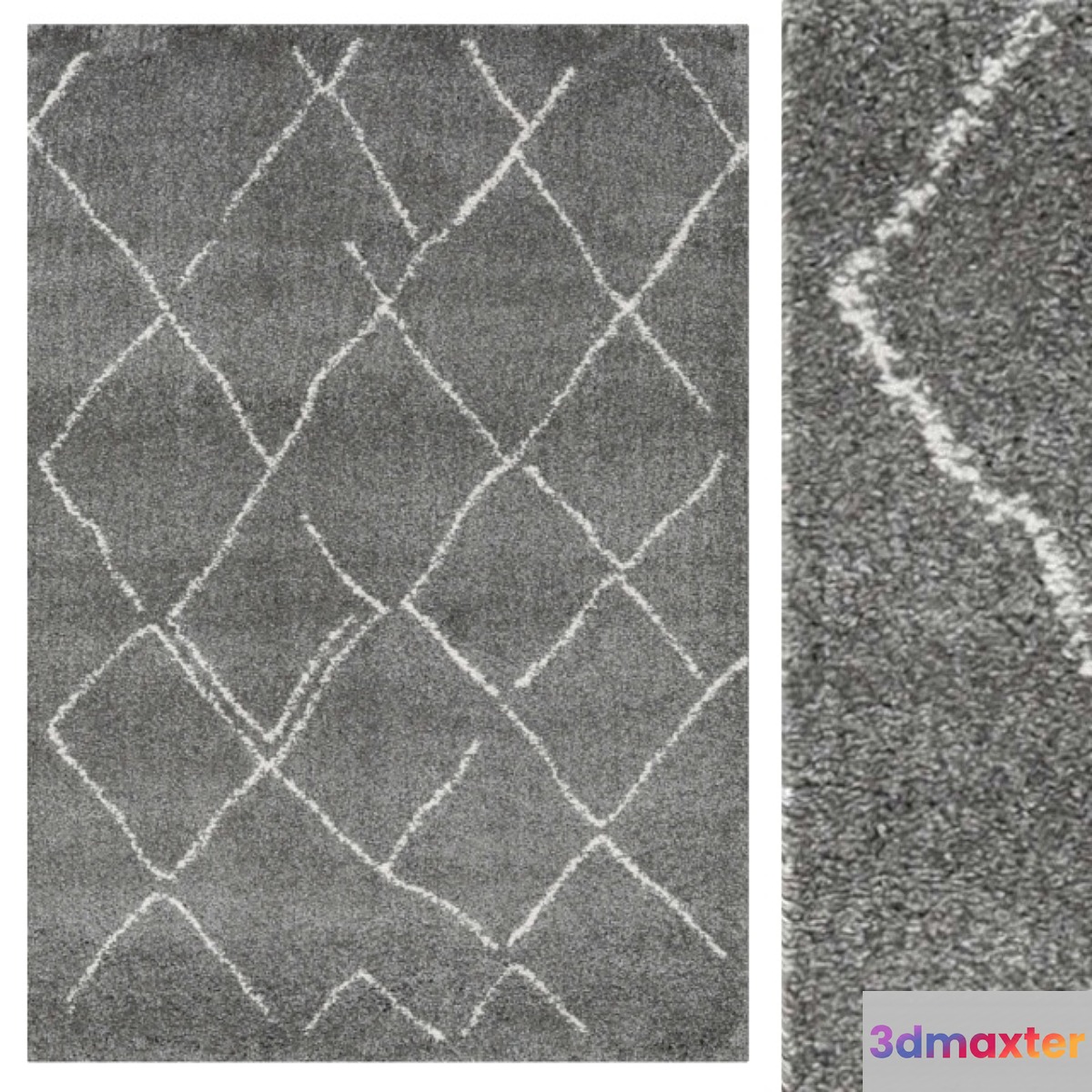 Carpet CarpetVista Shaggy Agadir - Gray _ Off White CVD20128 3D Max