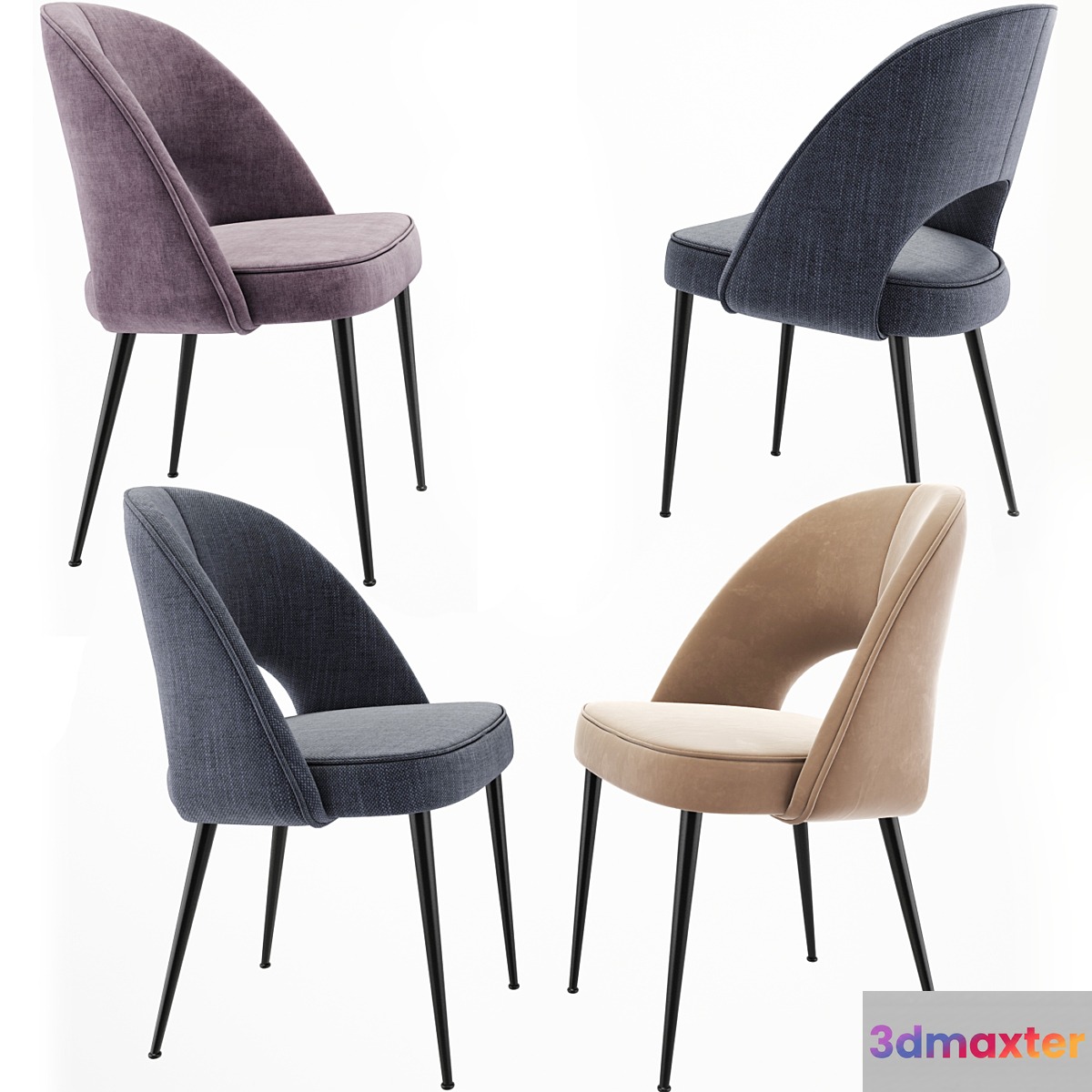 Brass Dining Chair Set 3D Max