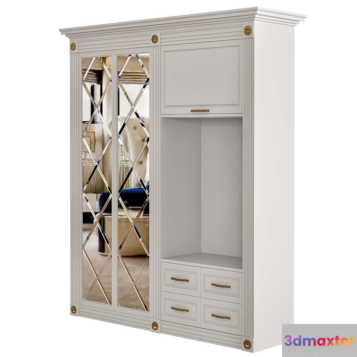 Beautiful wardrobe for the hallway with doors 3D Max