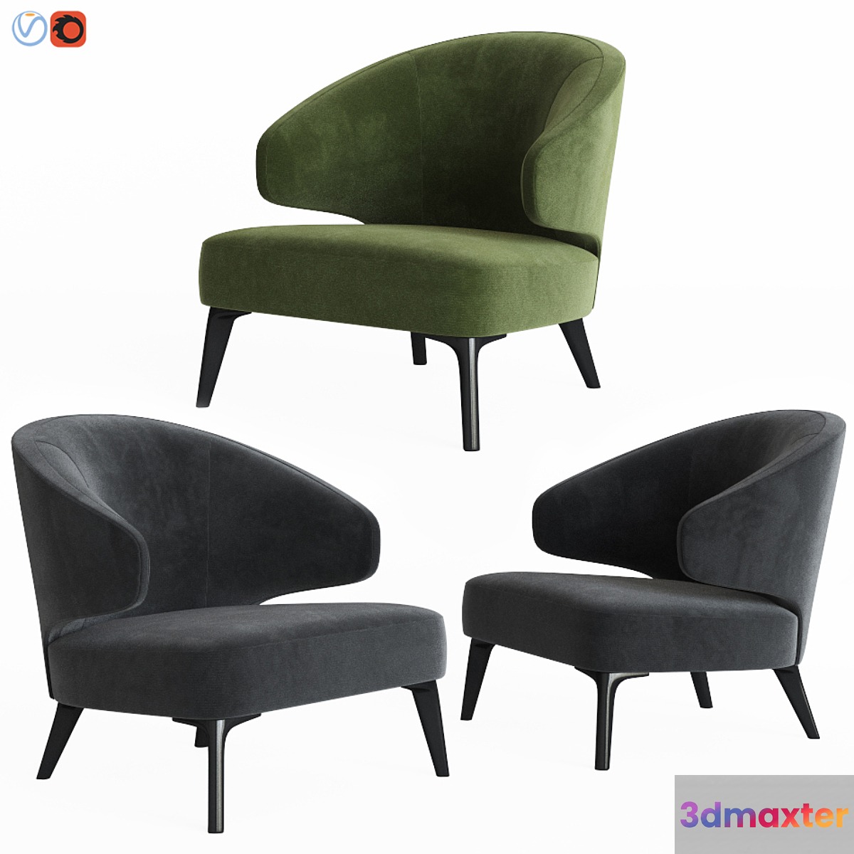 Minotti Aston Armchair 3D Max