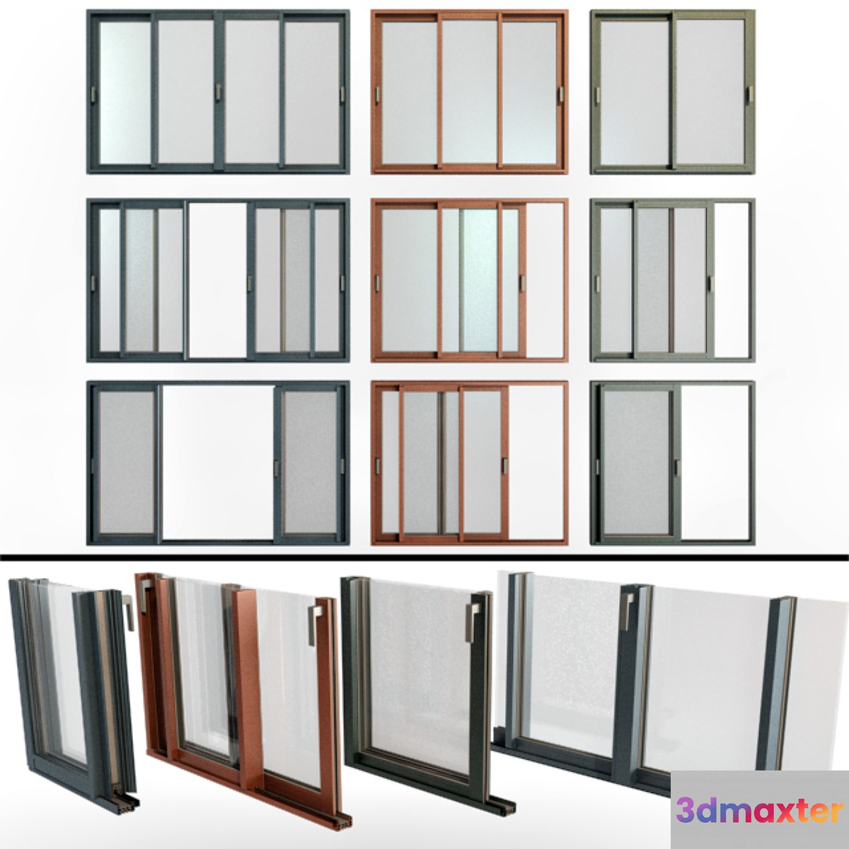 Sliding Stained Glass Aluminum Windows _ Sliding Stained Glass Aluminum Windows 3D Max