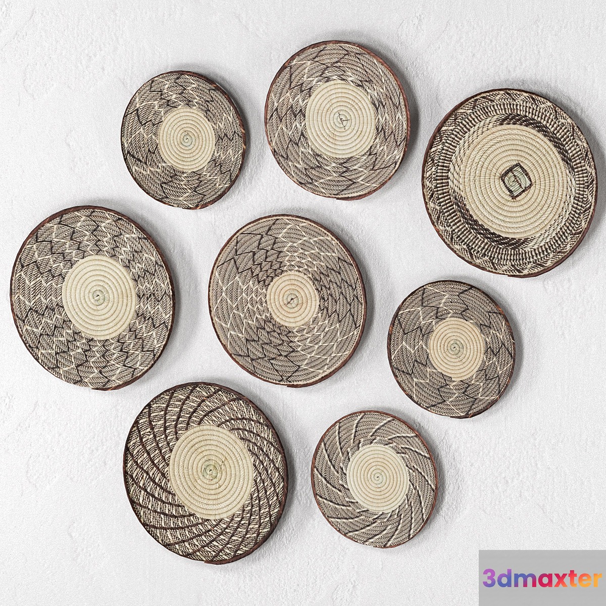 Wicker African wall baskets. 3D Max
