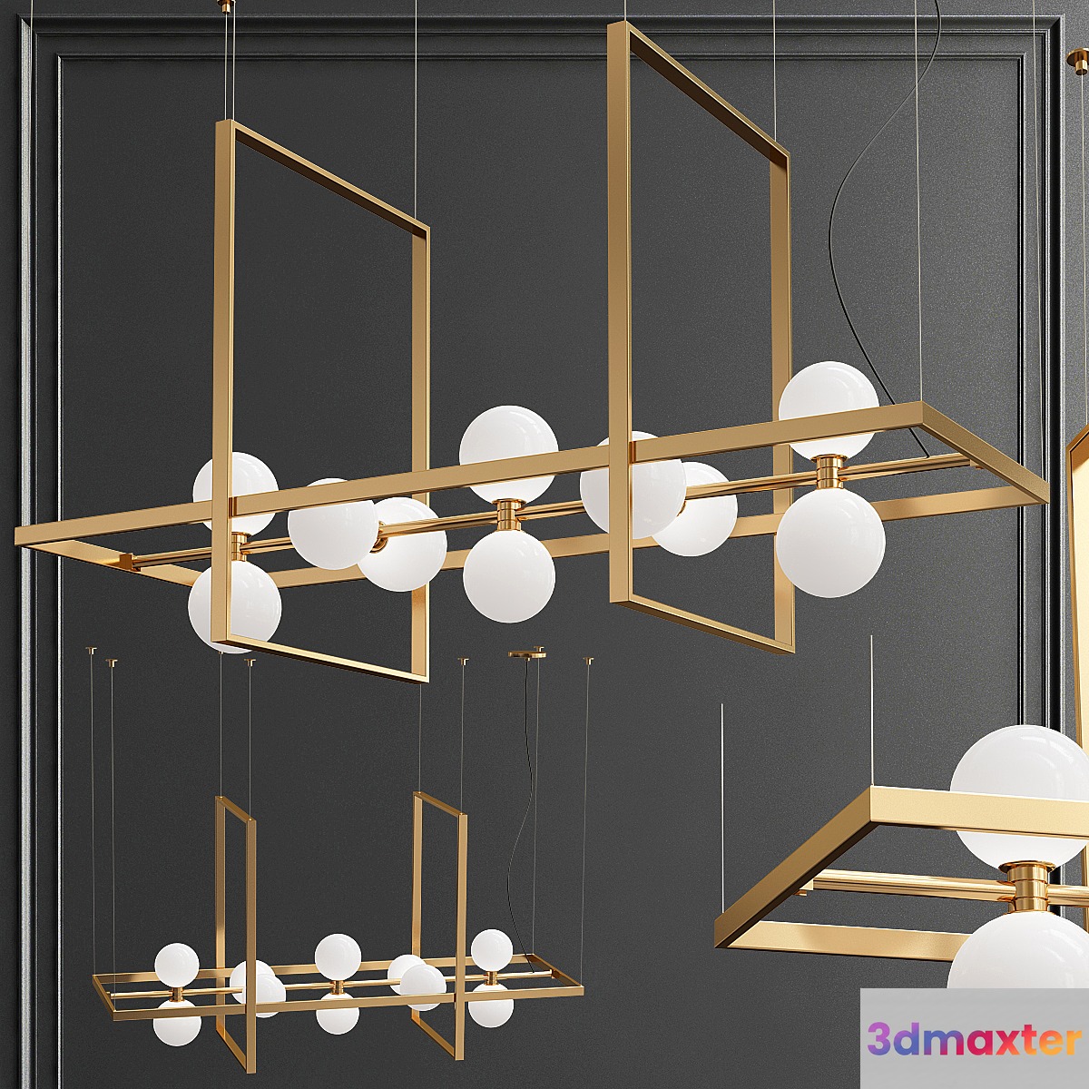 ModernRail Orb Rectangle Frame Chandelier - No.2