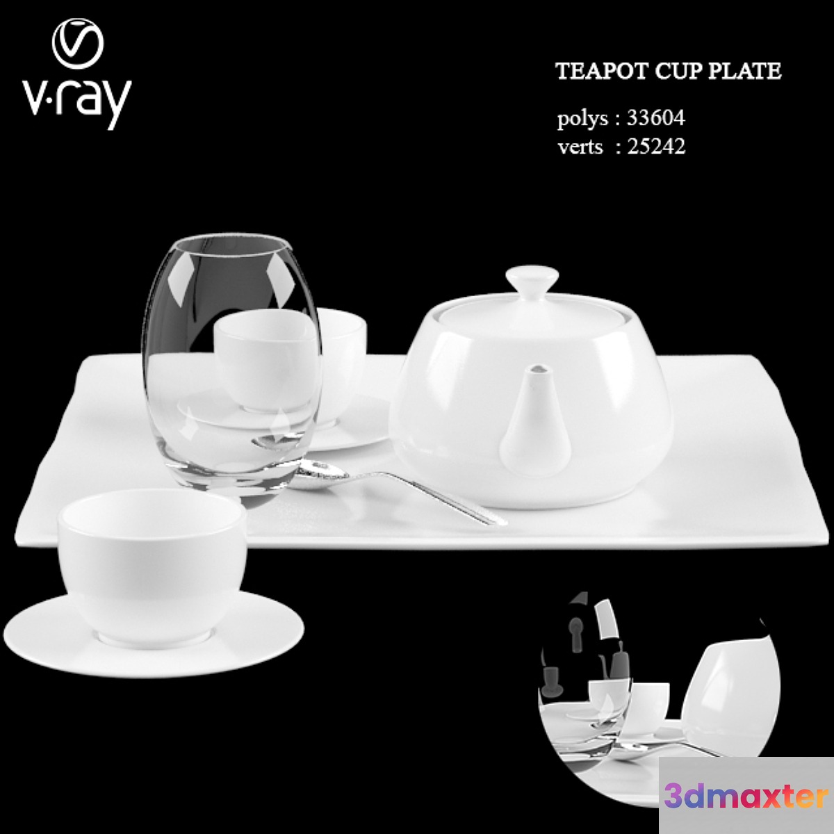 Teapot cup plate 3D Max