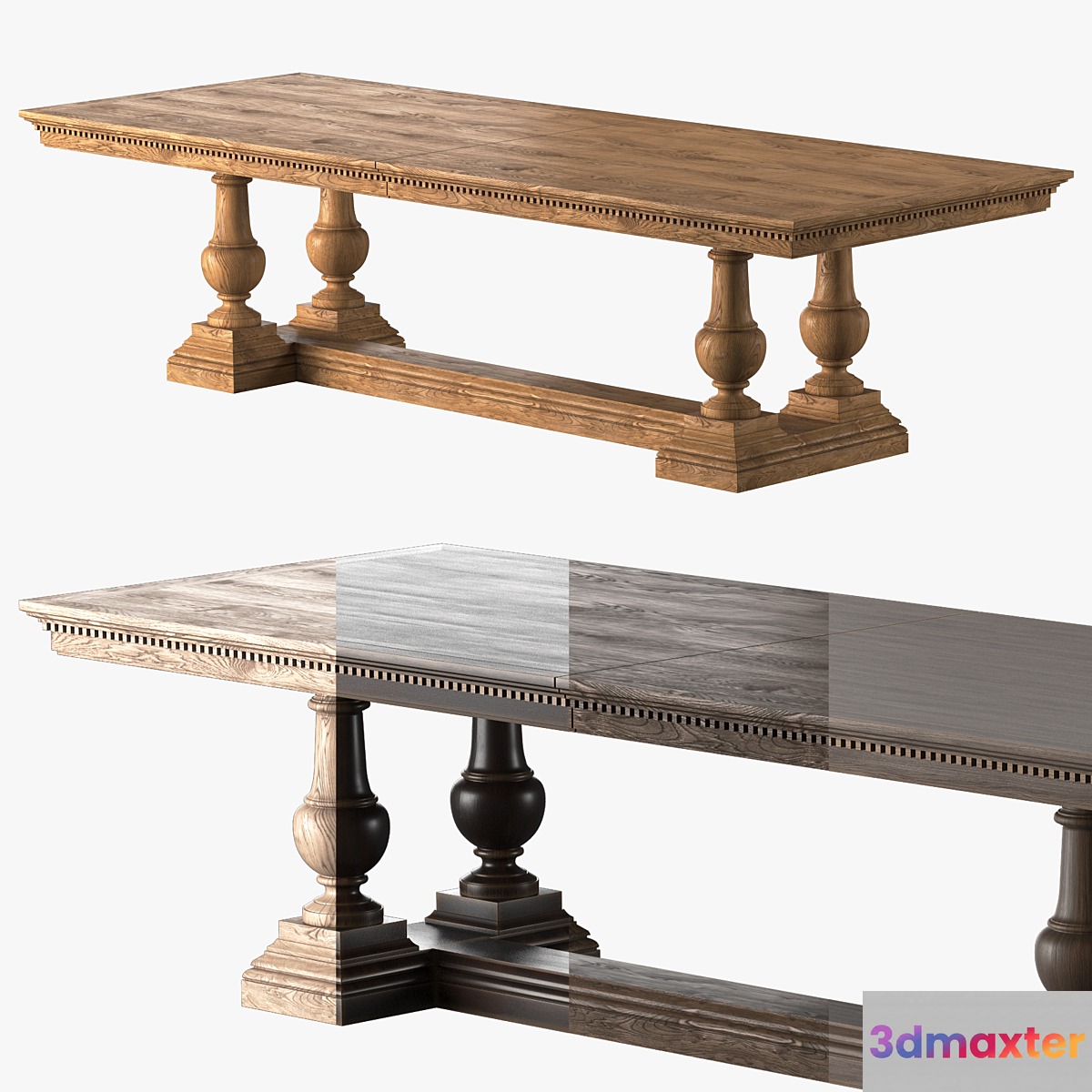 JAMES RECTANGULAR EXTENSION DINING TABLE 62070652 DARK 3D Max
