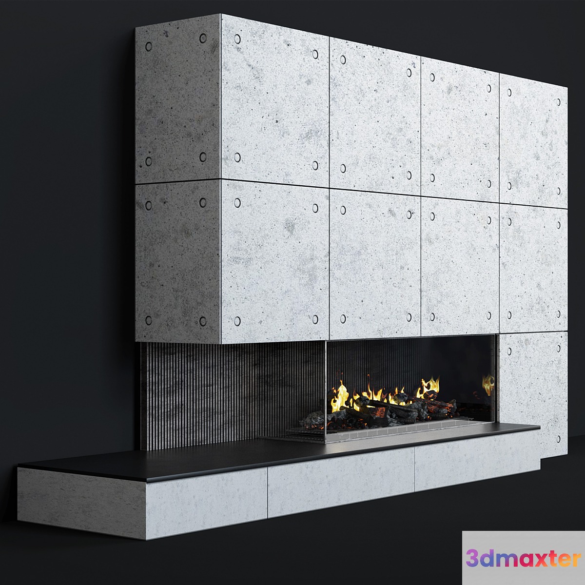 Modern fireplace 10 3D Max