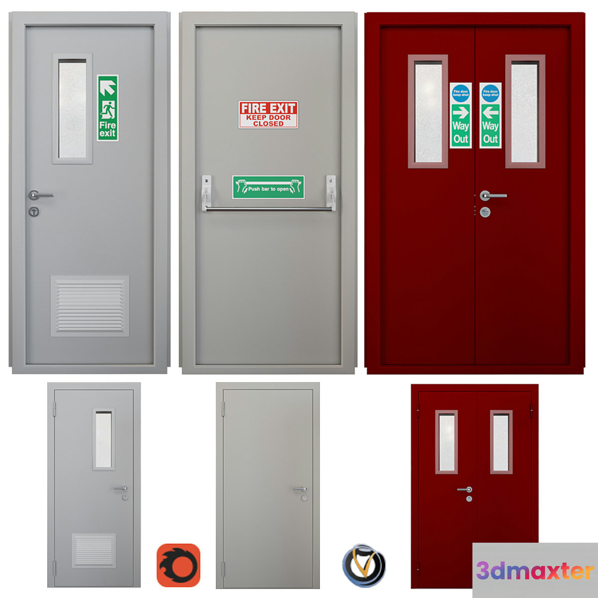 Fire door 2 (3 pcs.) 3D Max