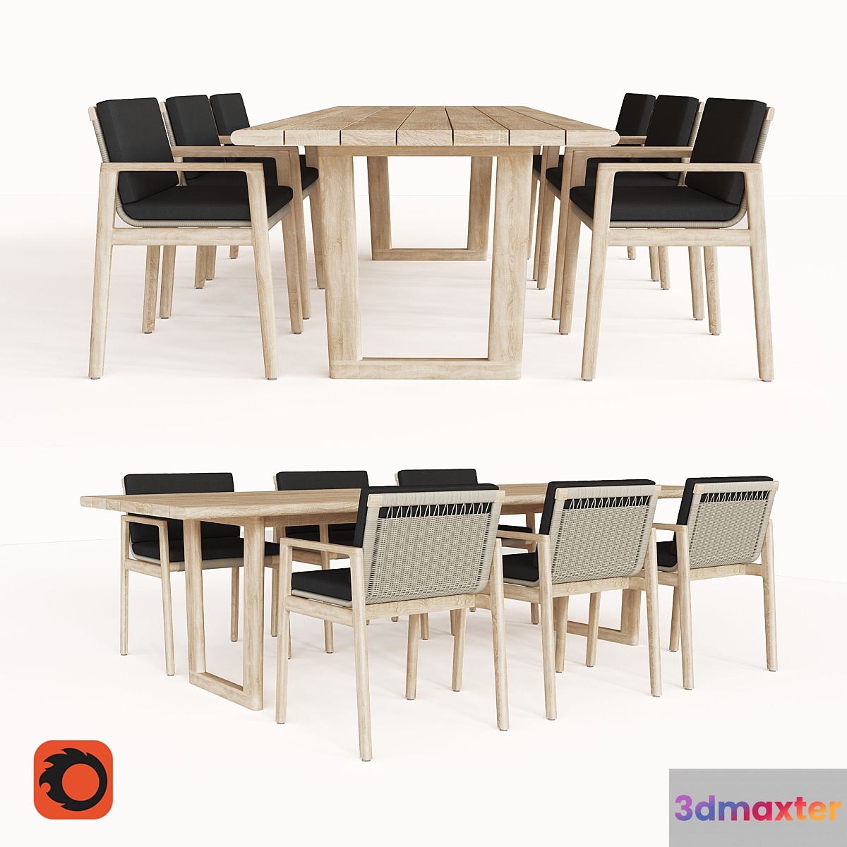 MESA TEAK RECTANGULAR DINING TABLE 3D Max