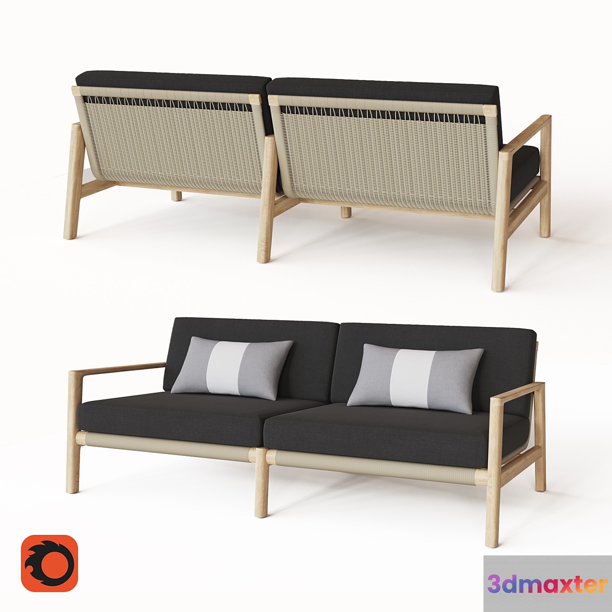 72 MESA TEAK SOFA 3D Max