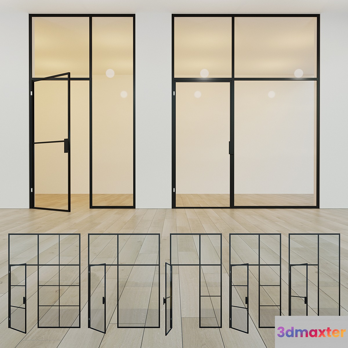 Glass partition. A door. eleven - No.3