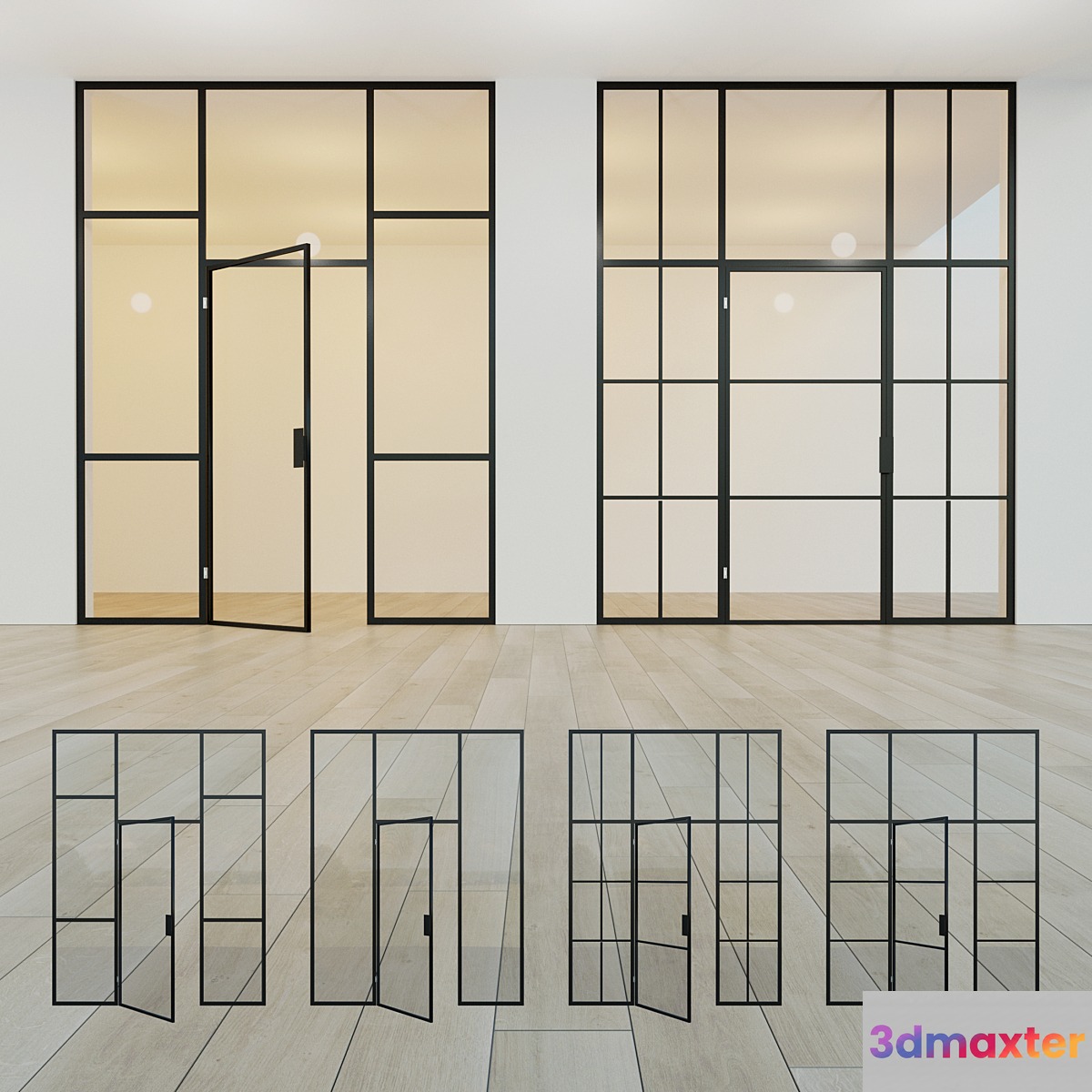 Glass partition. A door. 12 3D Max
