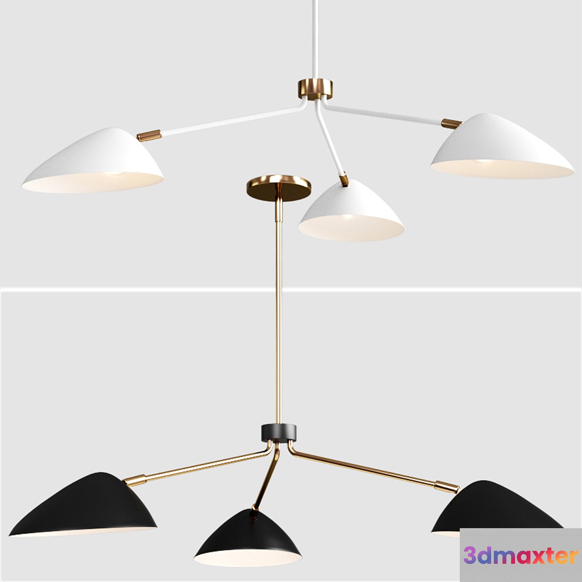 West Elm Curvilinear Mid-Century Chandelier 3D Max