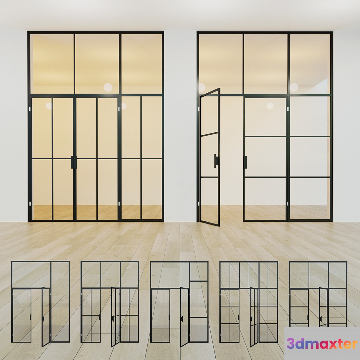 Glass partition. A door. 15 3D Max