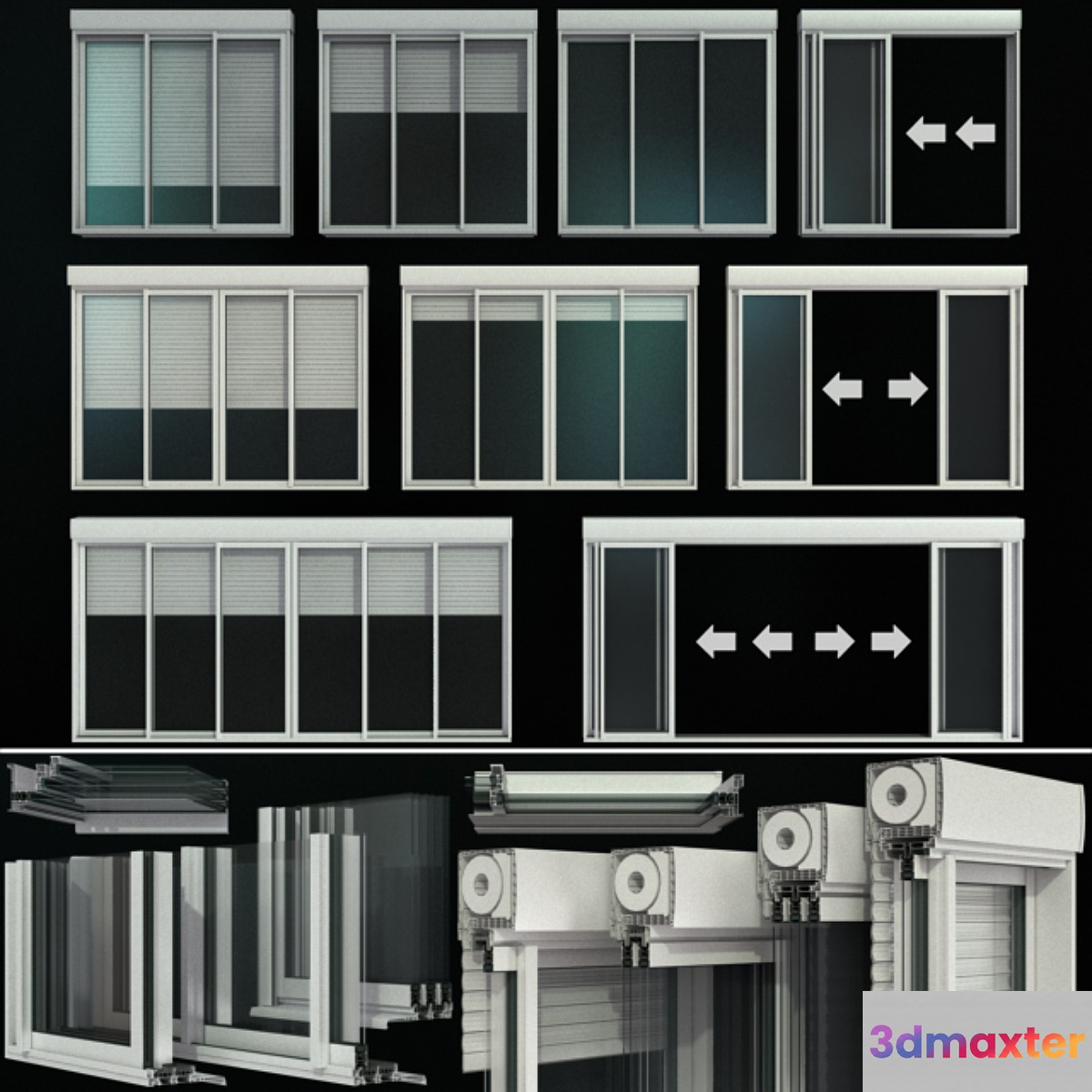 Sliding stained glass doors with roller shutters