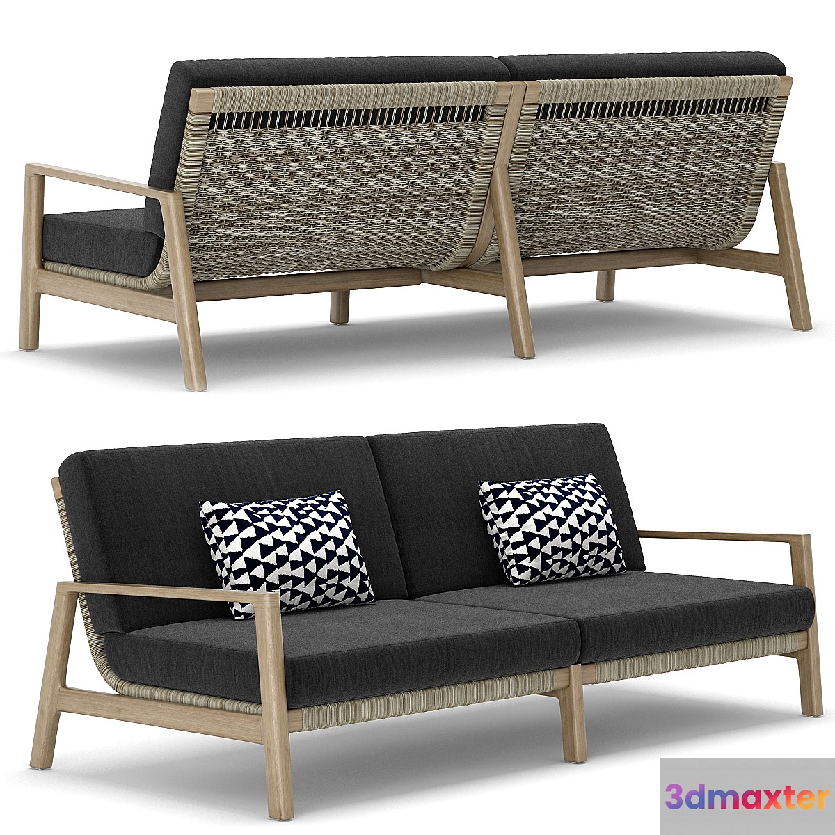 RH Outdoor Mesa teak sofa 3D Max