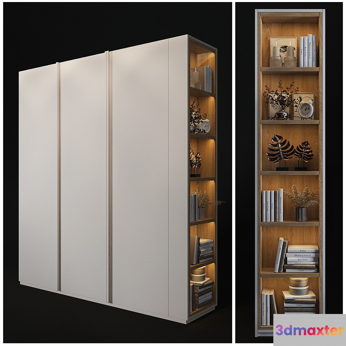 Cabinet with shelves in the end