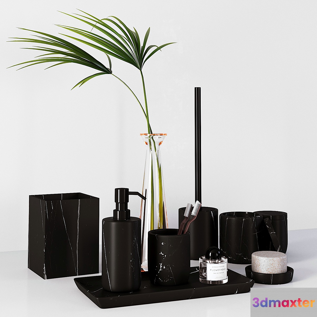 Nexus Black Marble Bath Accessories 3D Max