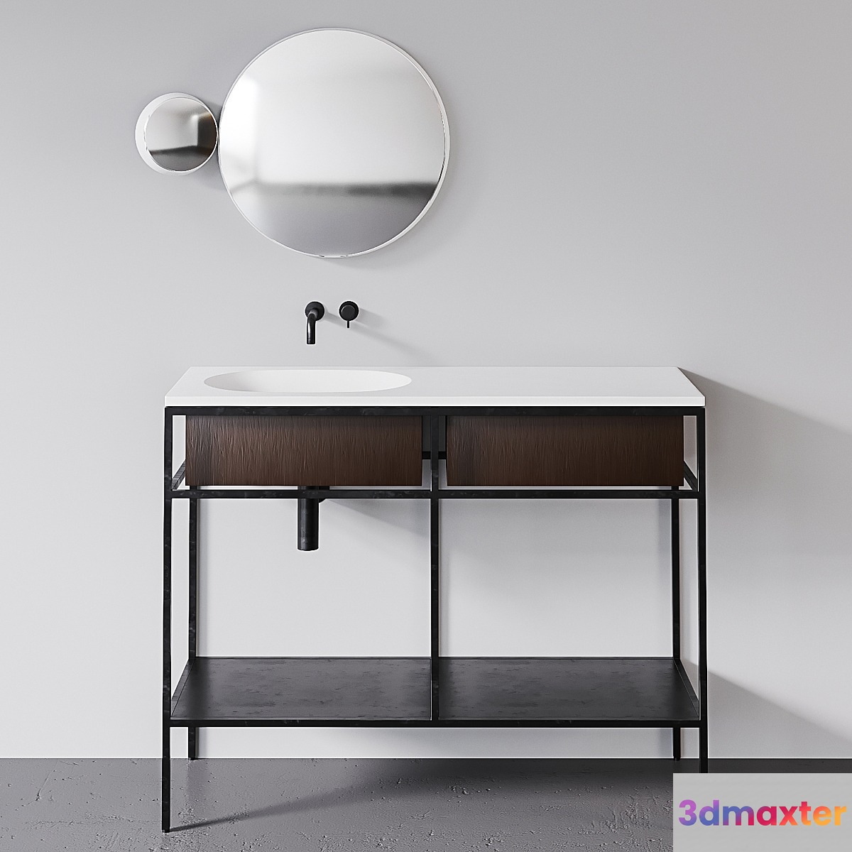 Ex.t Frame Gl2 + Sm + Ds brown wood console Gravity mirror
