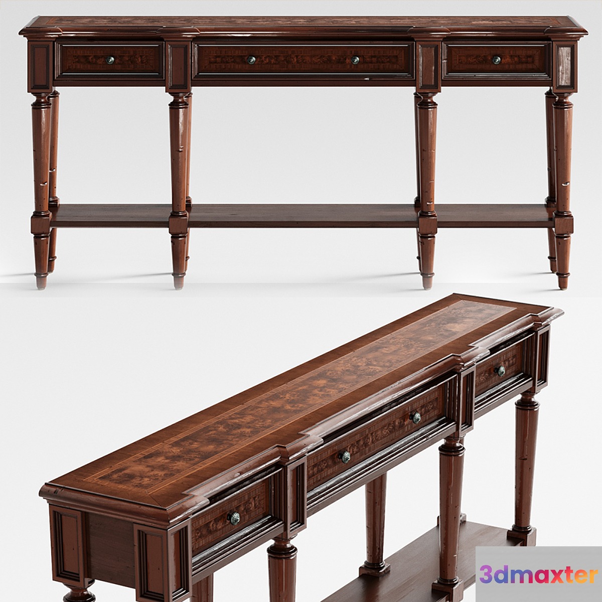 Hooker Furniture Living Room Grandover Three Drawer Console Table