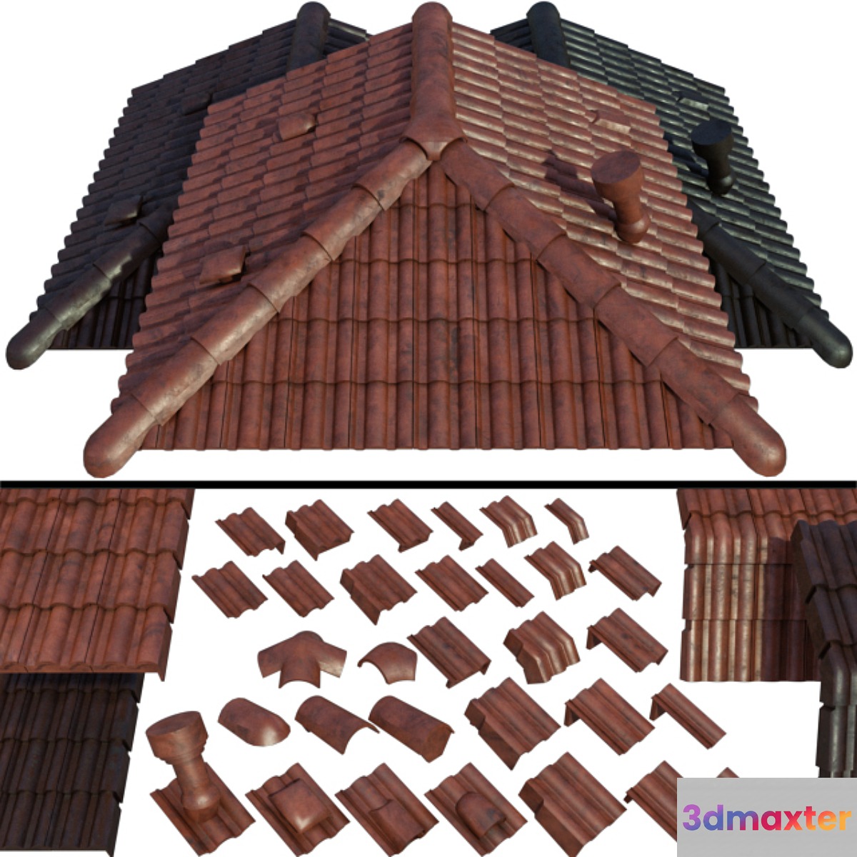 Ceramic roof tiles 3D Max