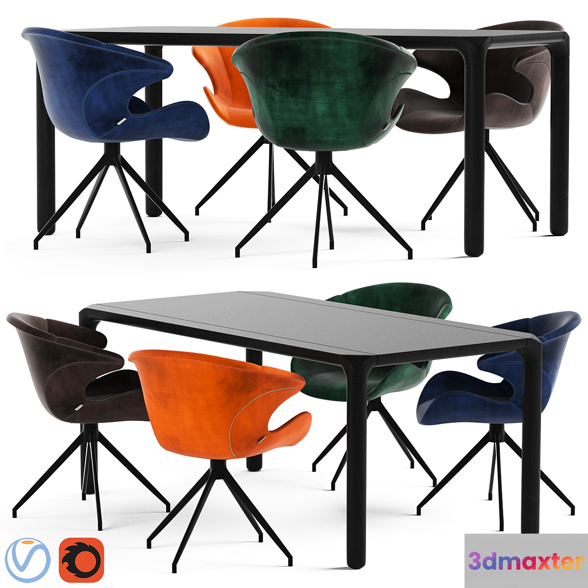 Zuvier Mia Armchair and Storm table 3D Max