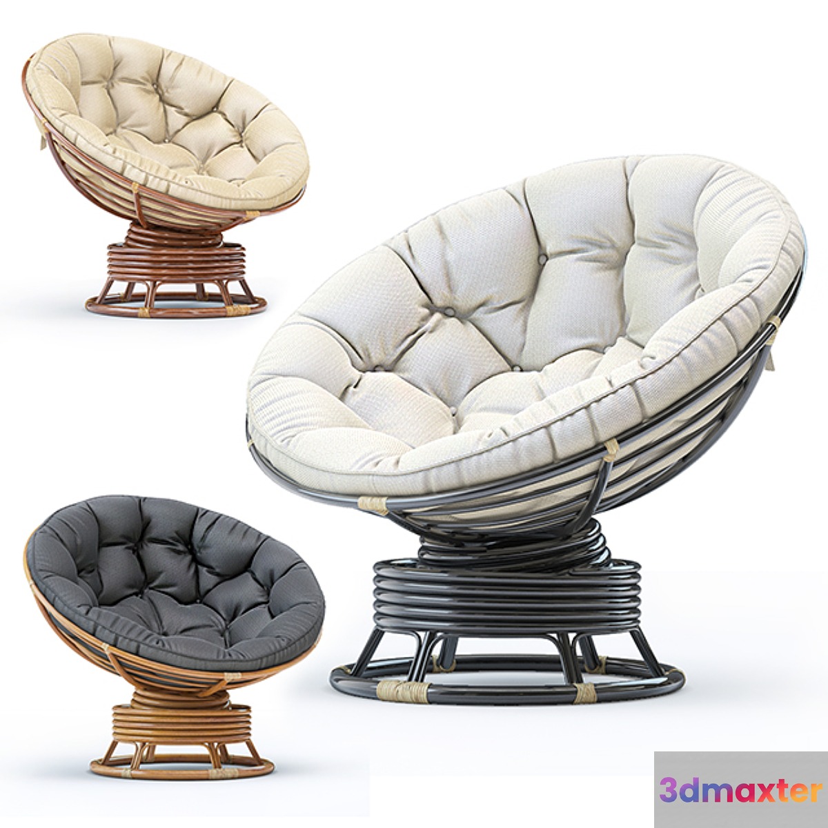 Papasan rocking chair 3D Max