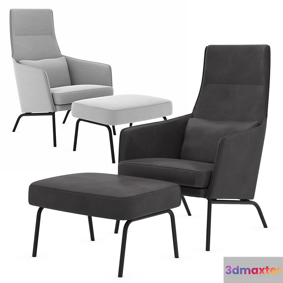 Chair with Siri Sits padded stool 3D Max