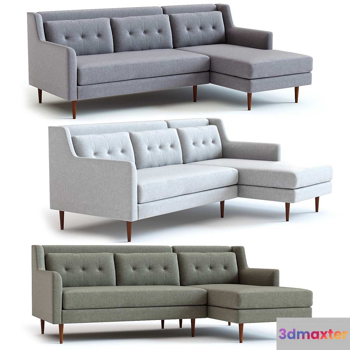 West Elm Crosby 2-Piece Sectional - No.2 3D Max