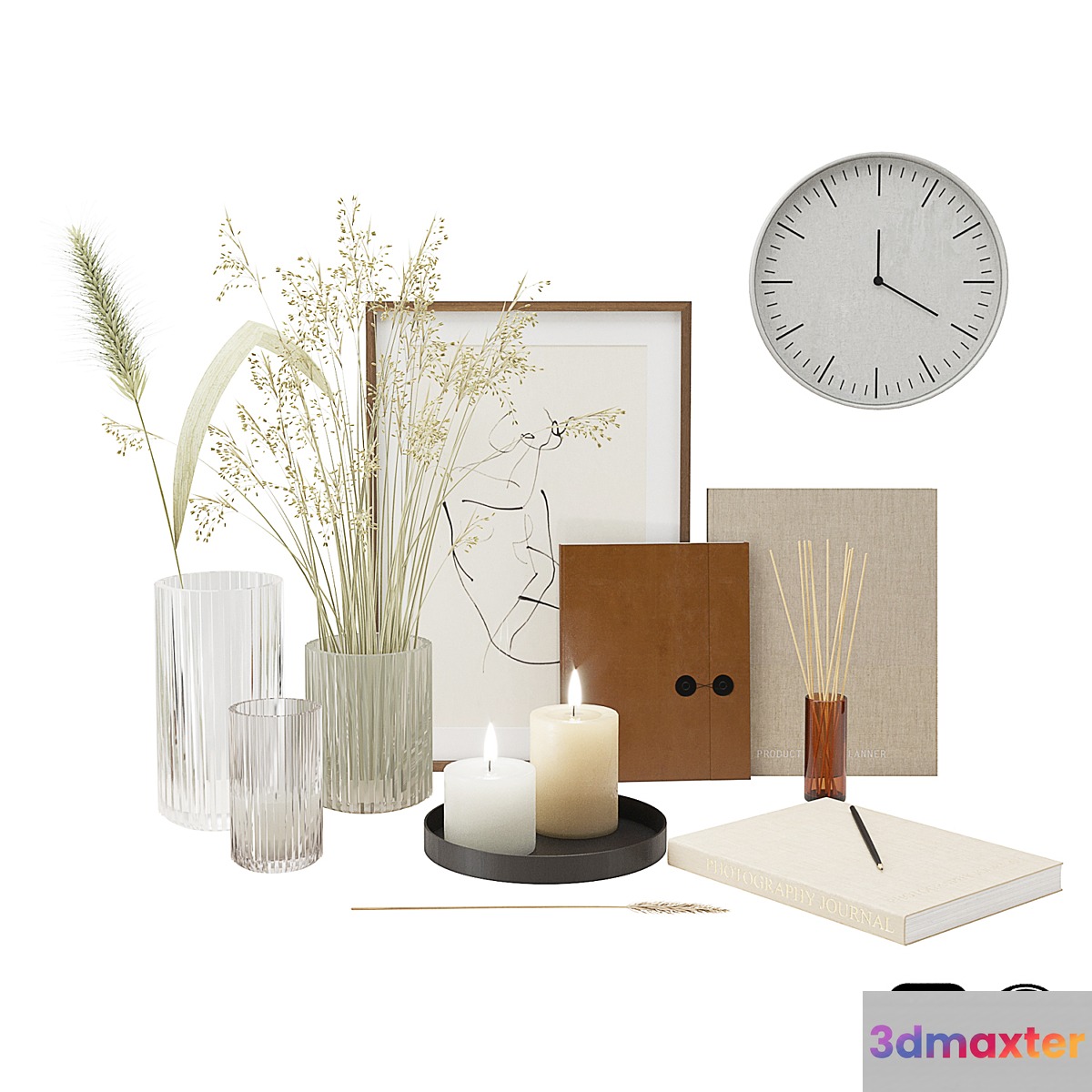 Set with grass and candles
