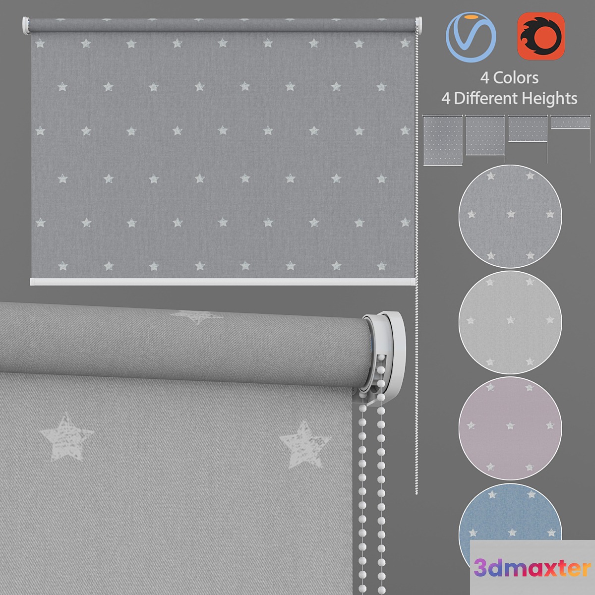 Roller Blind Stars in Four Colors Set 1