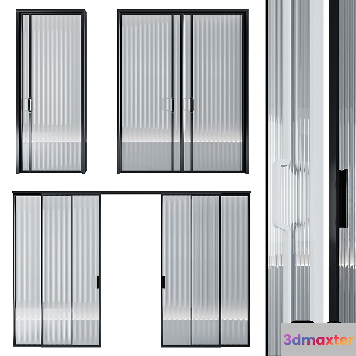 Glass door pocket and swing system 3D Max