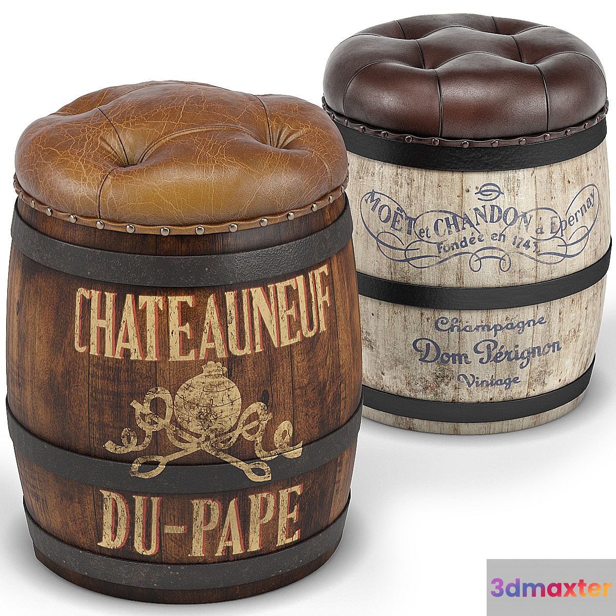 Moet Chateauneuf du Pape Wine Barrel Stools 3D Max