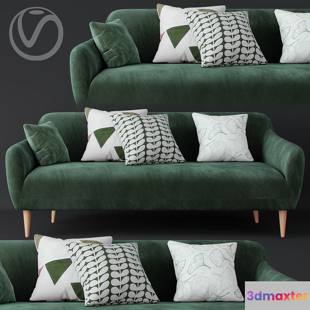 Macy Green Velvet Sofa - No.4