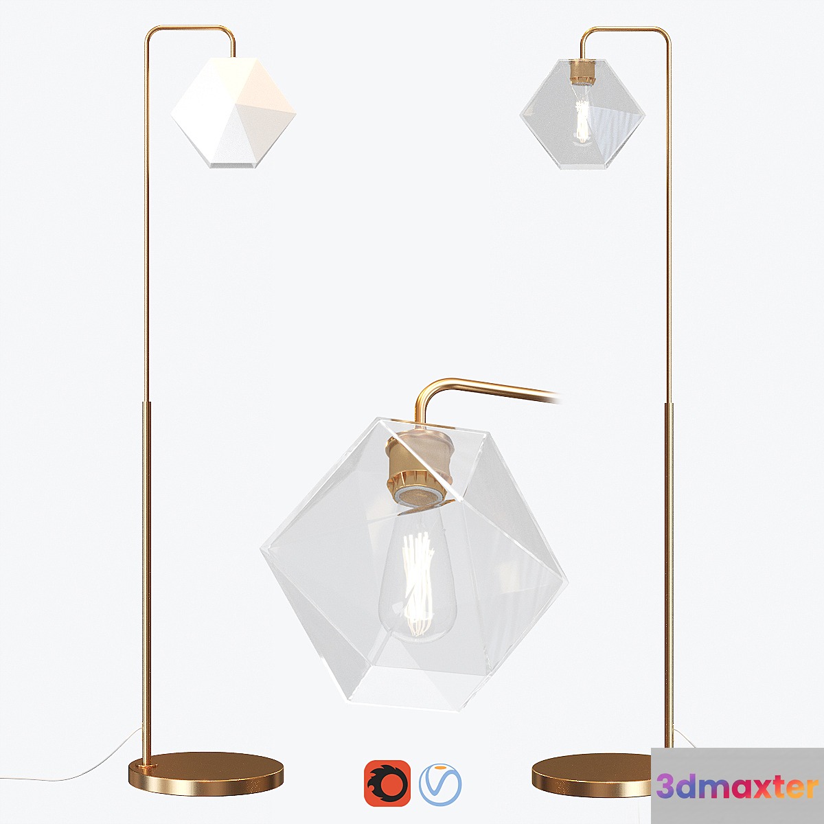 West Elm Sculptural Glass Faceted Floor Lamp 3D Max