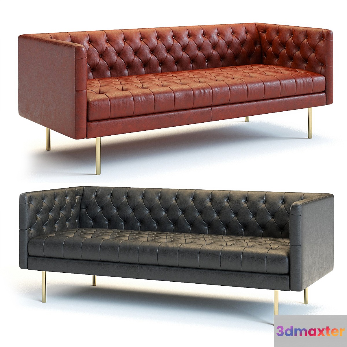 West Elm Modern Chesterfield Sofa 3D Max