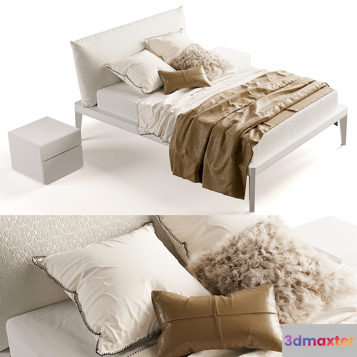 Bed Olivieri Andrea white 3D Max