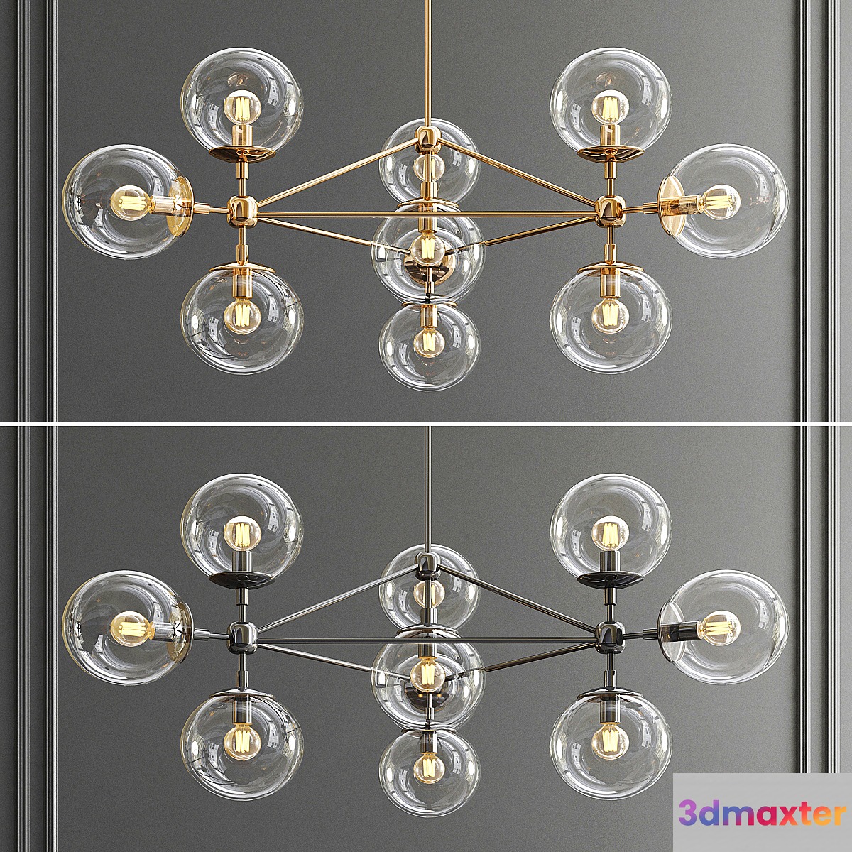 Modo 10 Bulb Chandelier 3D Max