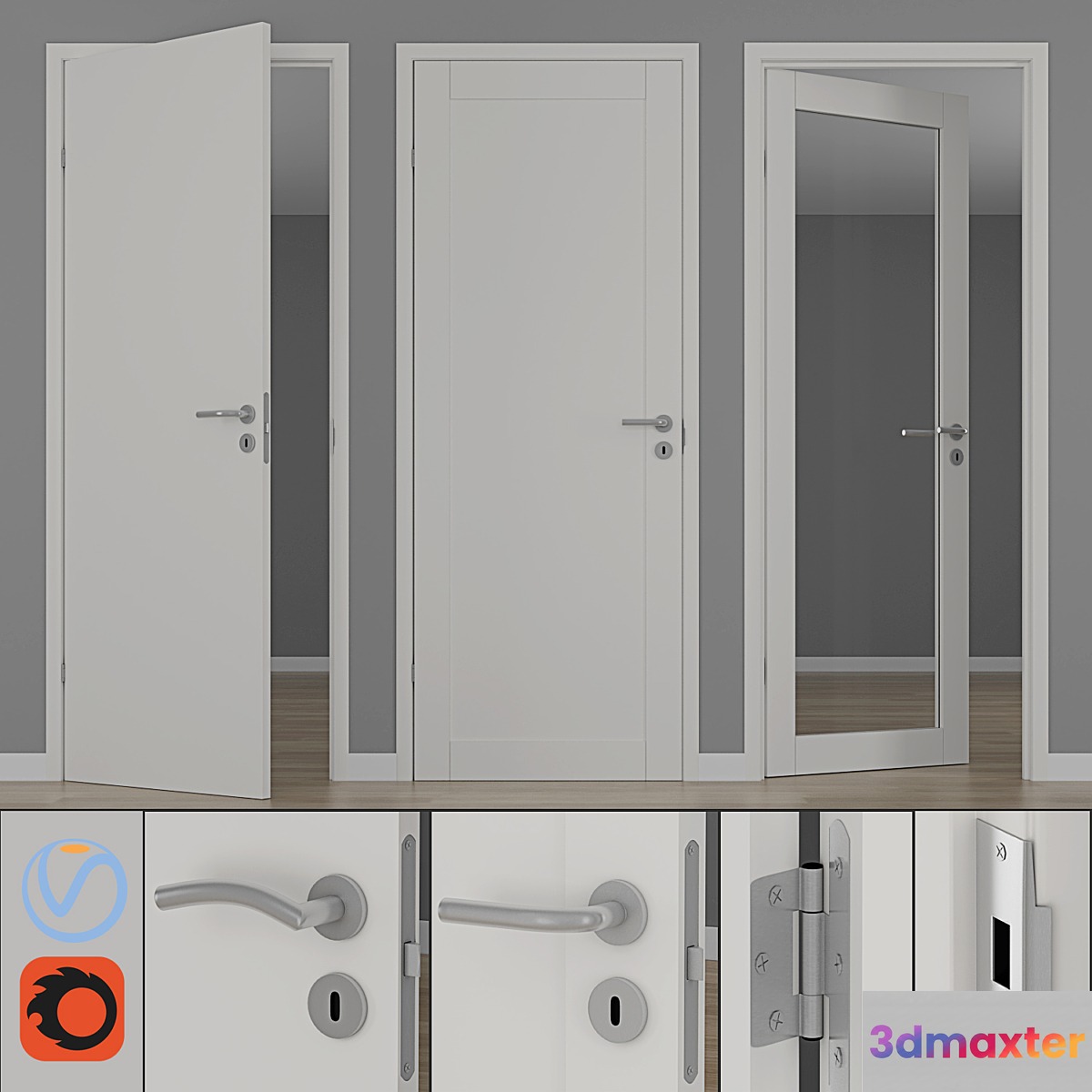 Modern interior doors unique 01L GW01L EASY GW 3D Max