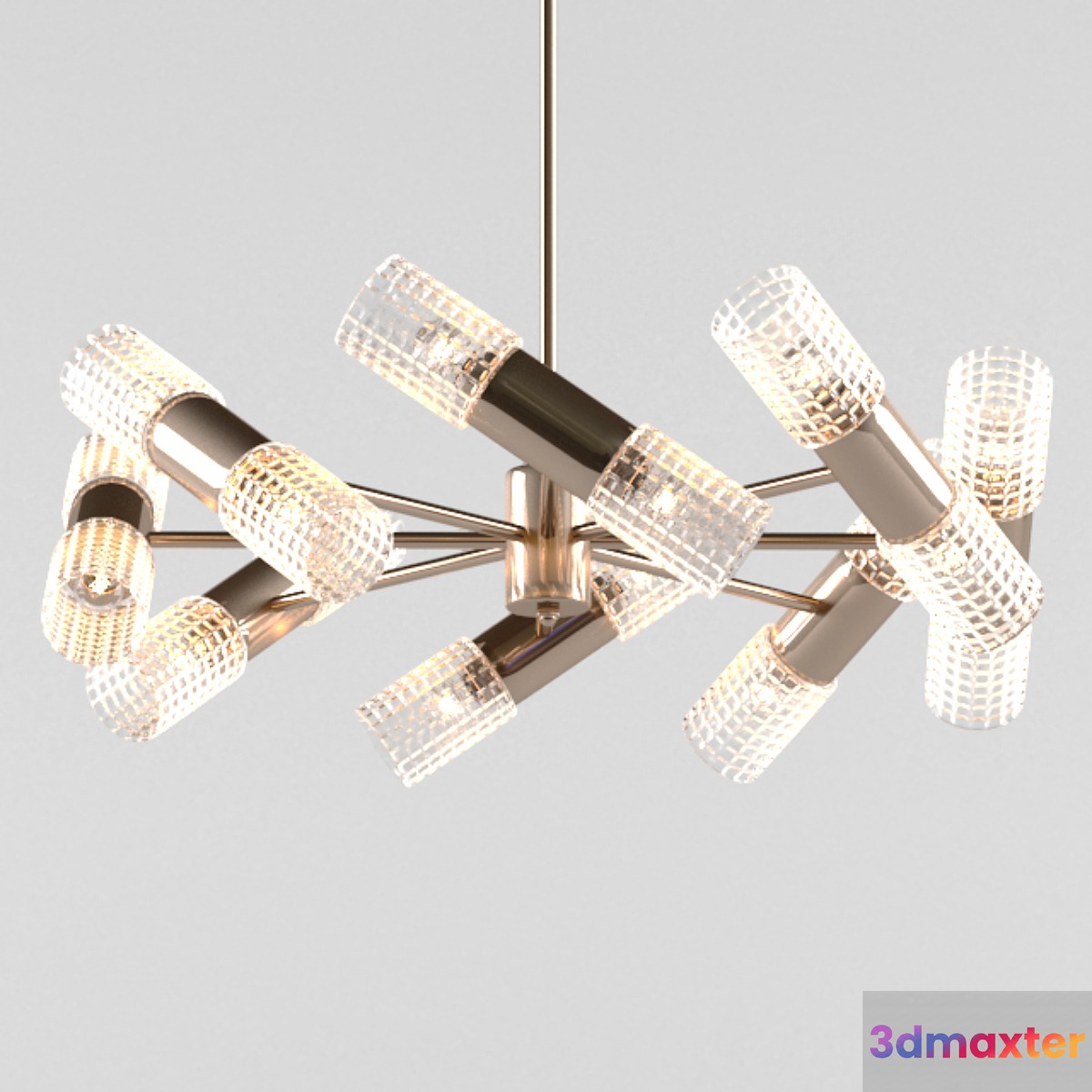 Brass and Crystal Chandelier 3D Max